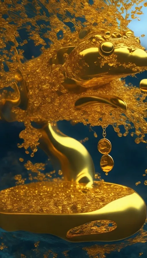 a golden object floating on top of a body of water