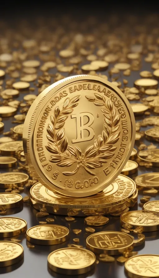 a pile of gold coins sitting on top of a table