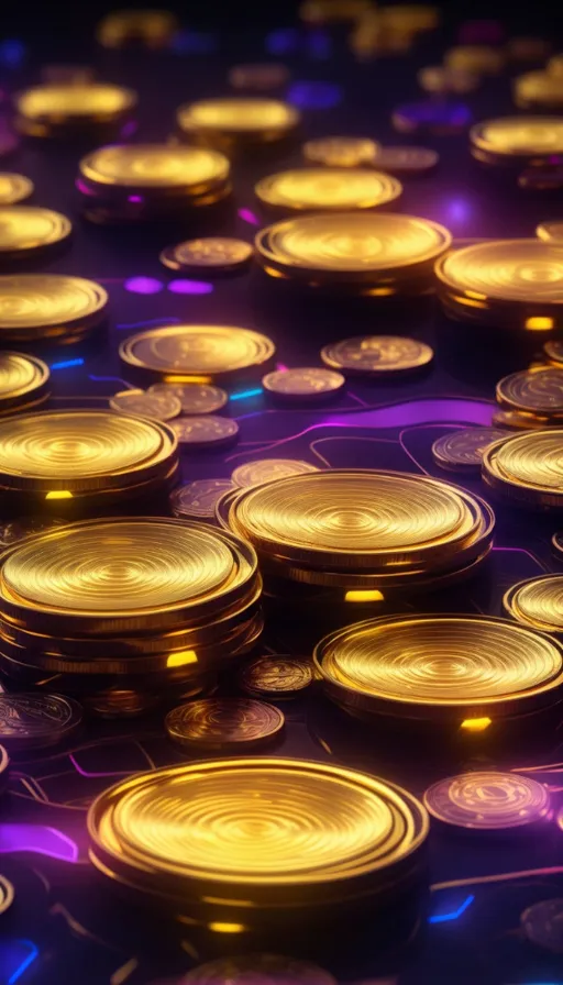 a bunch of gold coins sitting on top of a table