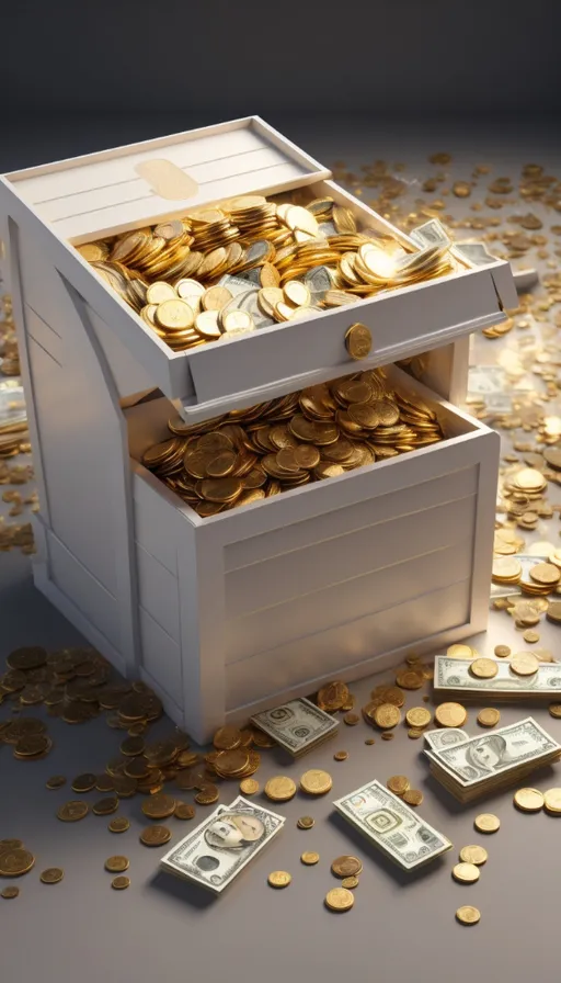 a chest full of gold coins and money