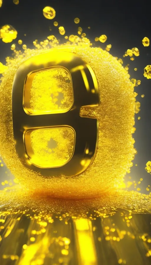 the letter e is surrounded by gold bubbles coins y gold money