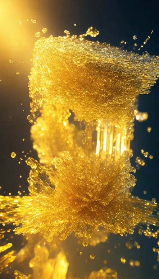 a close up of a yellow substance floating in water