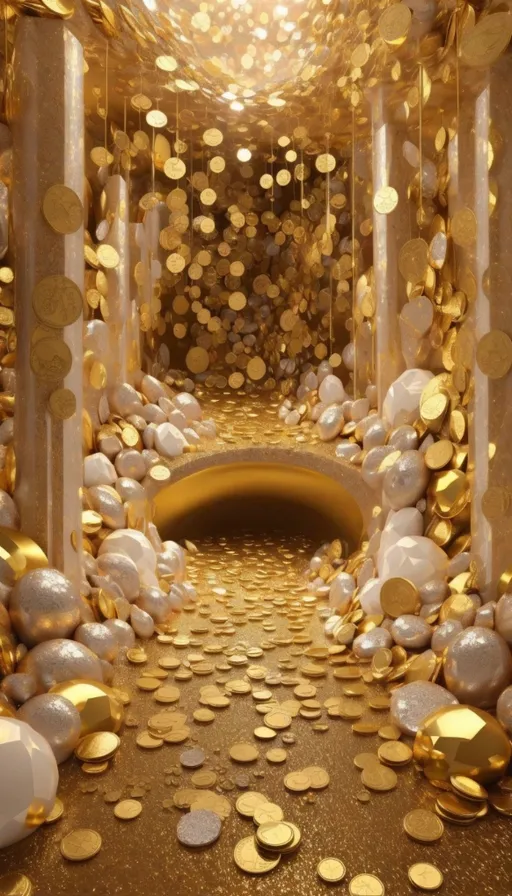 a room filled with lots of gold coins