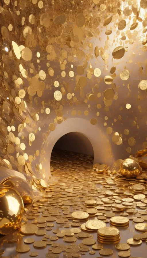 a tunnel filled with lots of gold coins