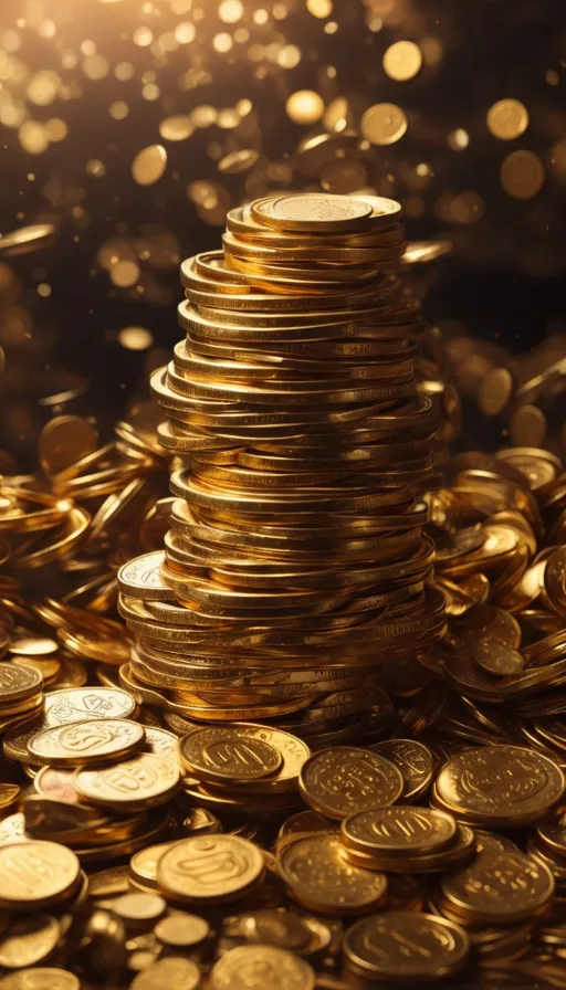 a pile of gold coins on a dark background