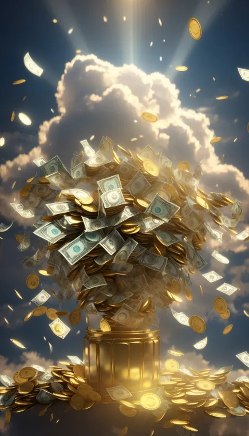 a bunch of money falling from the sky