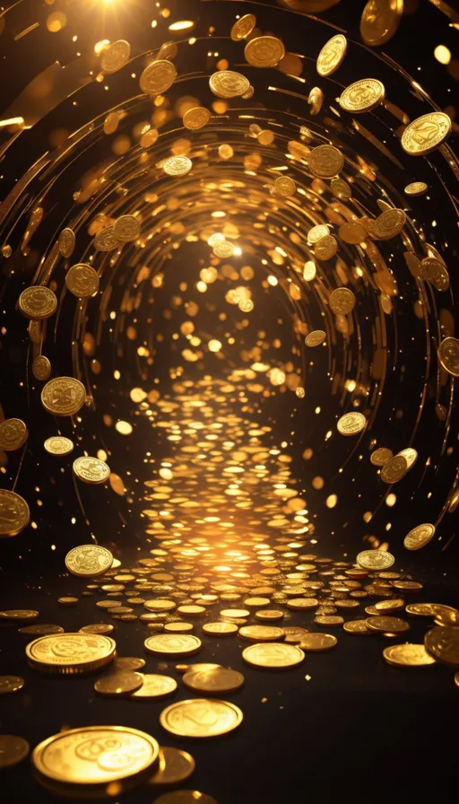 a tunnel filled with lots of gold coins