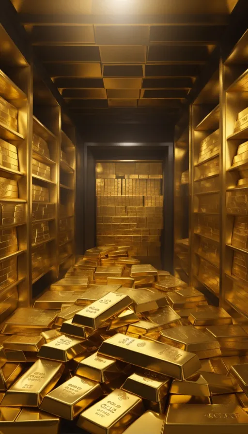 a room filled with lots of gold bars