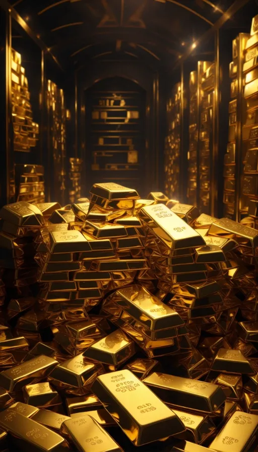 a room filled with lots of gold bars