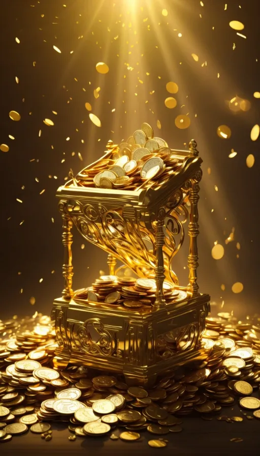 a golden chest full of gold coins