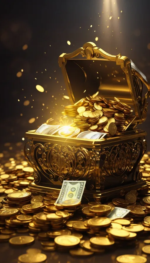 a gold chest full of gold coins