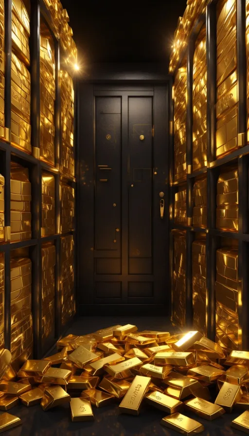 a room filled with lots of gold bars