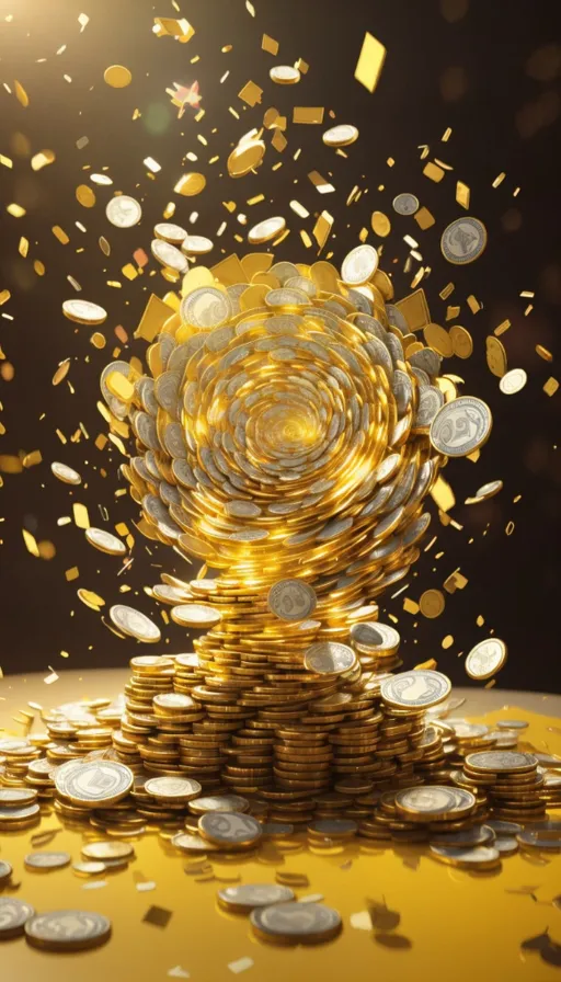 a pile of gold coins with a black background