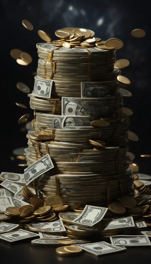 a pile of money sitting on top of a table