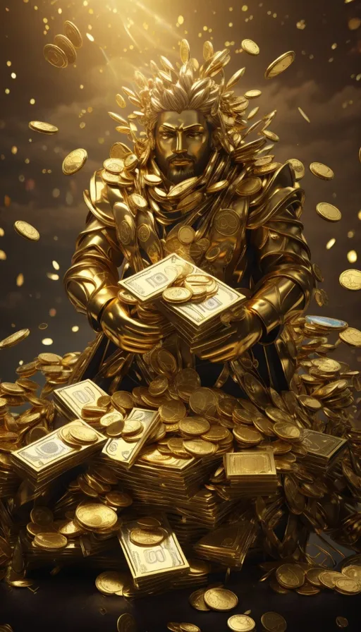 a pile of gold coins sitting on top of a pile of coins