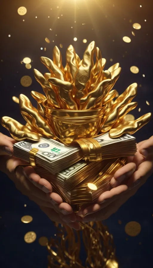 two hands holding stacks of gold coins