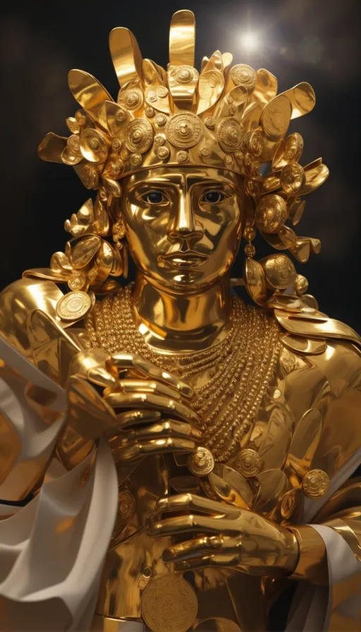 a golden statue of a woman with a crown on her head