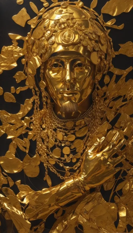 a golden statue of a person with a beard