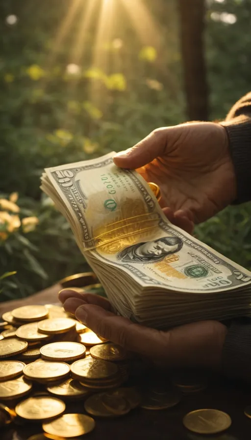 a person holding a stack of money in their hands