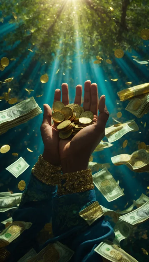 a person holding a handful of money in their hands