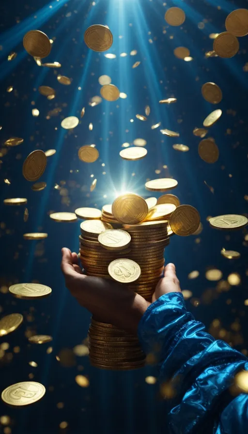 a hand holding a stack of gold coins