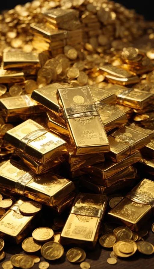 a pile of gold bars sitting on top of a table