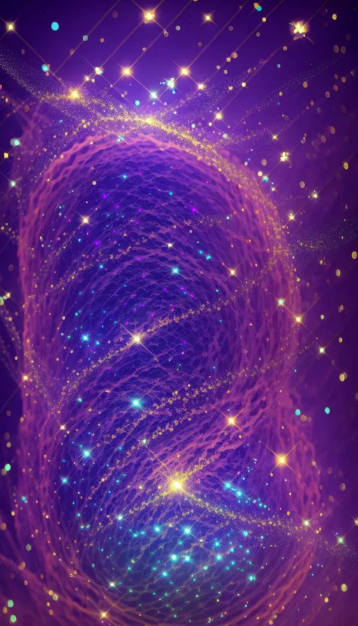 a purple and blue spiral with stars in the background