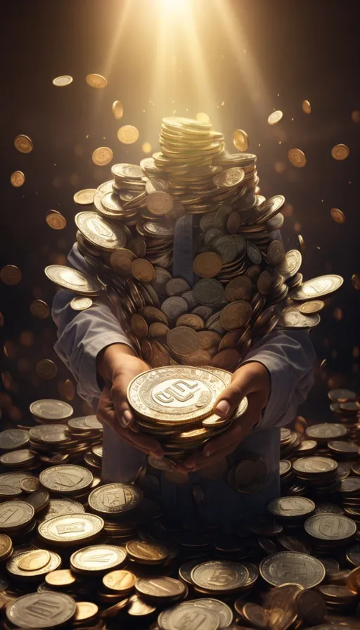 a person holding a pile of coins in their hands