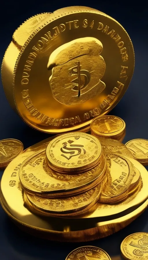 a pile of gold coins sitting on top of a table