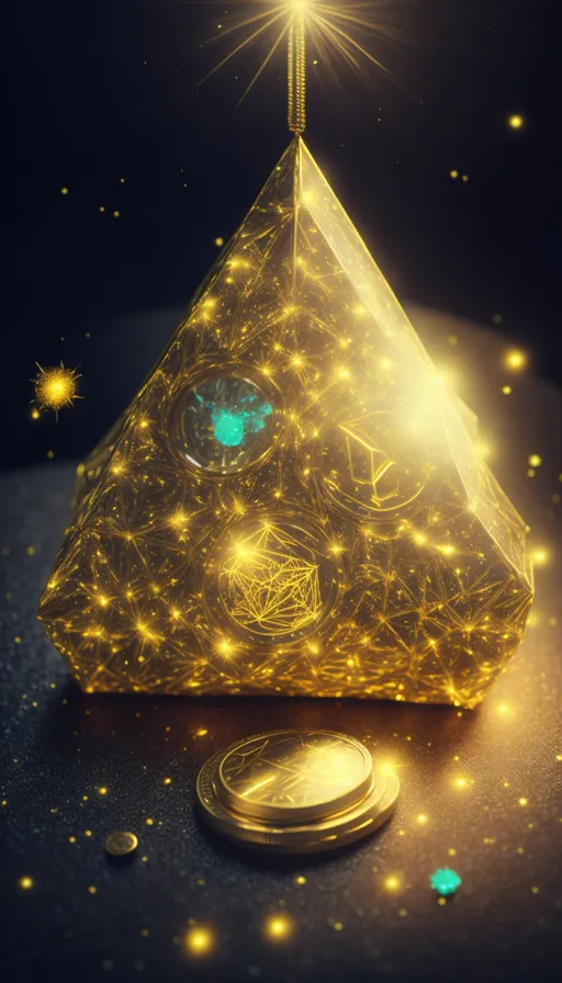 a gold pyramid with a star on top of it