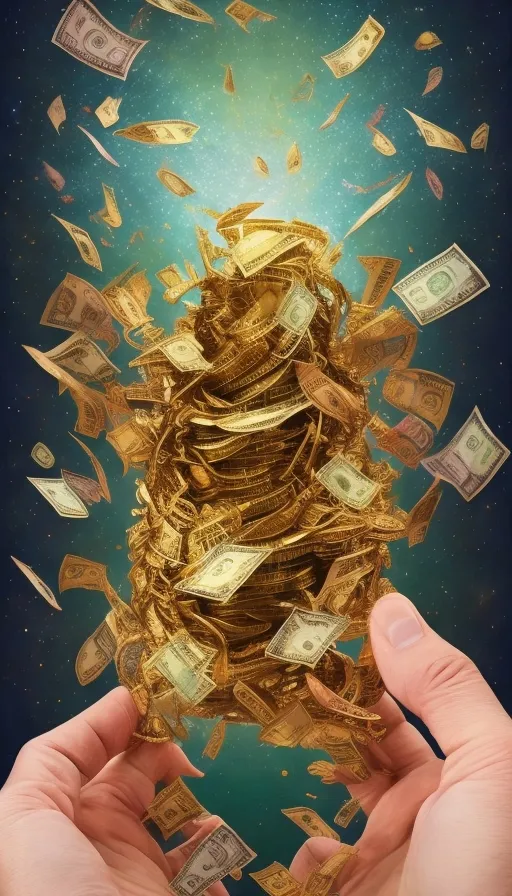 a pile of money flying through the air