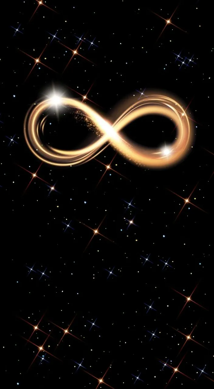 an infinite sign with stars in the background