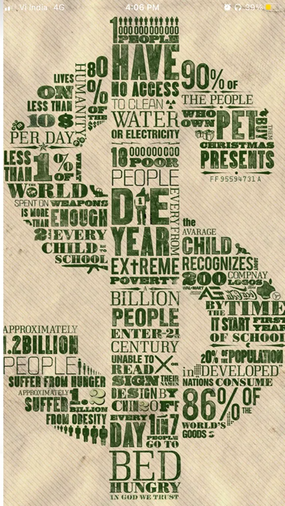 a poster with words written in green on a piece of paper