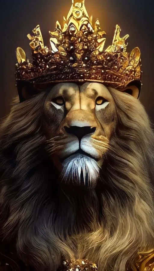 a lion with a crown on its head