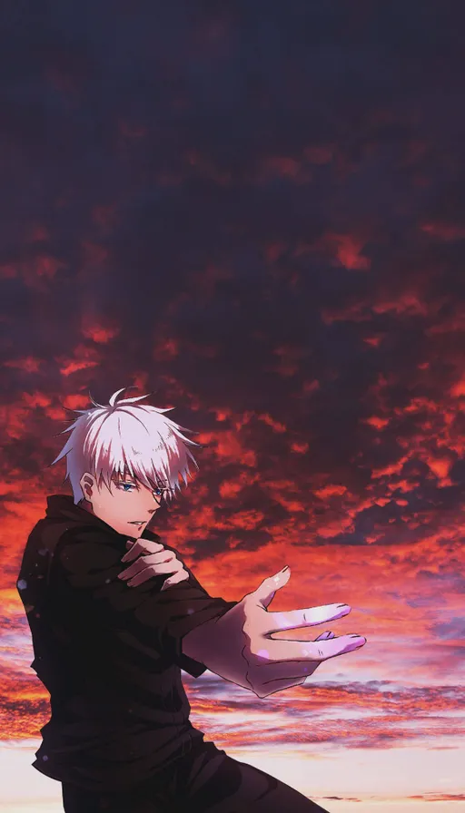 Man With White Hair Sitting On A Rock In Front of A Sunset With A Few Bolts Of Lightning In The Sky, Edit To Create An Eerie, Atmospheric Picture. Add a few bolts of lightning to the sky to create an eerie, atmospheric picture.