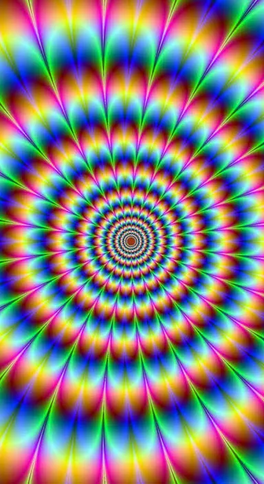 a psychedelic image with a spiral design in the middle