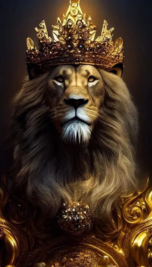 a lion with a crown on its head