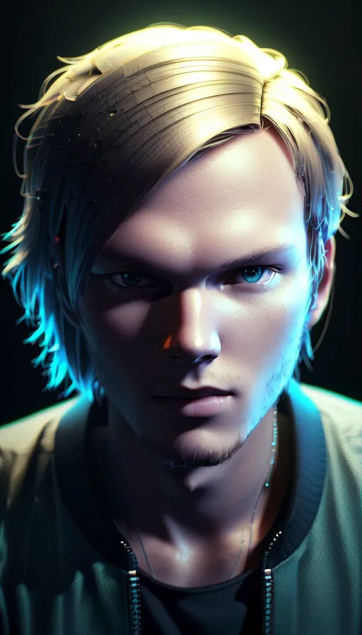 a close up of a person wearing a green shirt