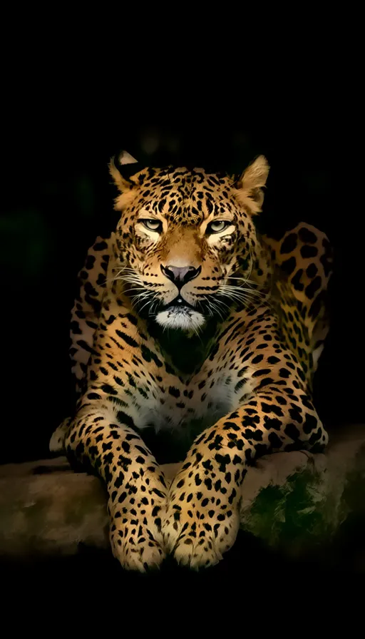 a leopard is sitting on a branch in the dark