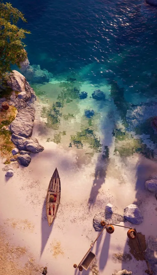an aerial view of a boat on a beach