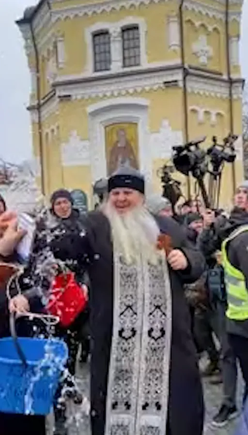 a man with a long white beard and a long white beard in front of a
