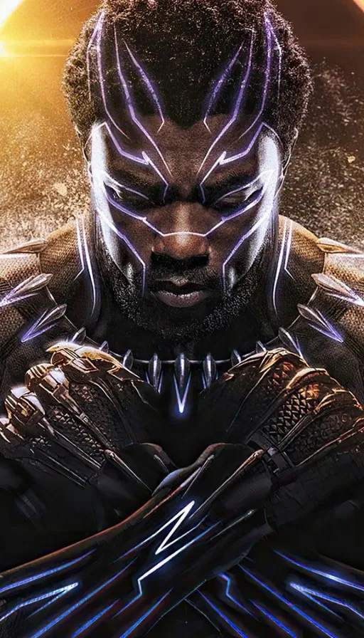 a black man in a futuristic suit with his hands on his chest