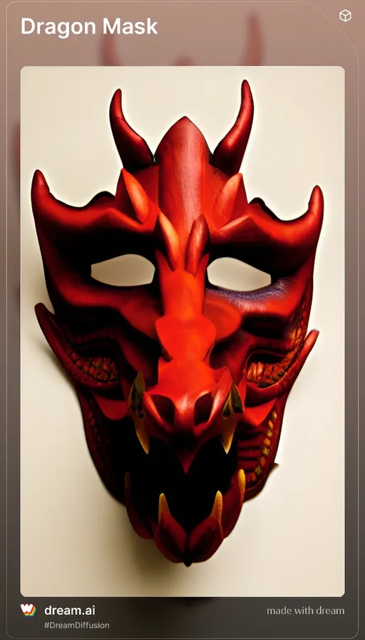 a red dragon mask on a white background