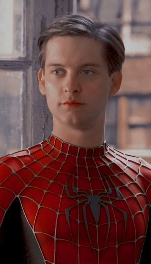 a close up of a person in a spider suit