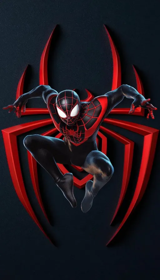 a spider man in a red and black suit