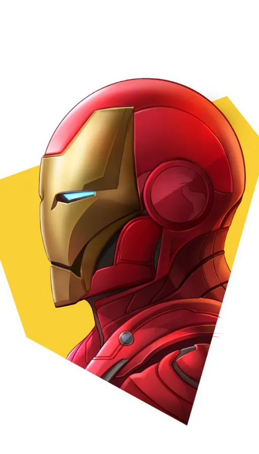 a drawing of a iron man with a yellow background