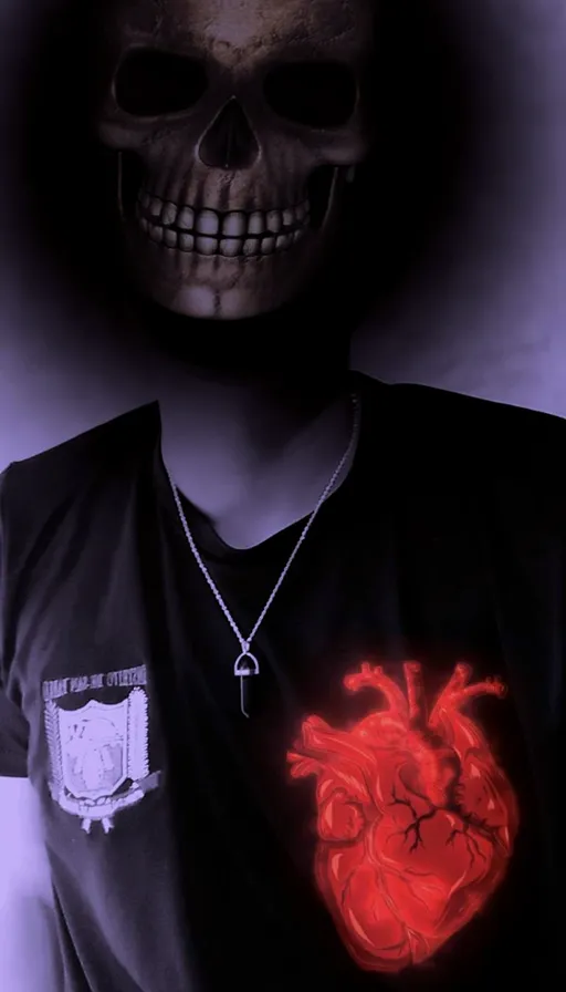 a skeleton with a glowing heart on it's chest