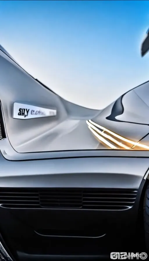 a close up of a car with a sky background