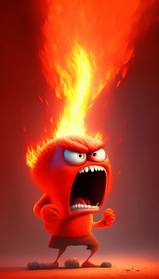 a cartoon character with a fireball in his mouth