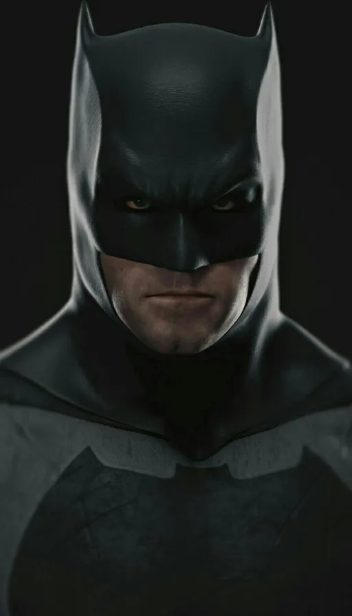 a man in a batman costume looking at the camera